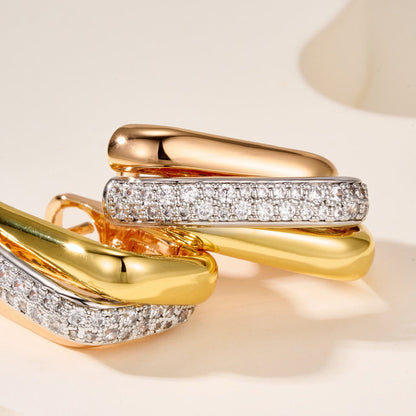 [Amore Jewels]TRINITY HALF DIAMOND  CUSHION EARRINGS