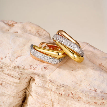 [Amore Jewels]TRINITY HALF DIAMOND  CUSHION EARRINGS
