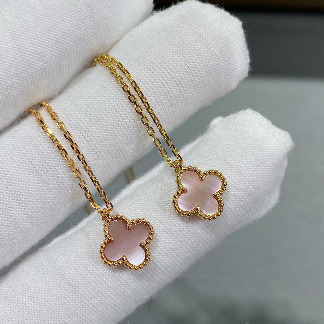[Amore Jewels]CLOVER 15MM PINK MOTHER-OF-PEARL SINGLE FLOWER NECKLACE