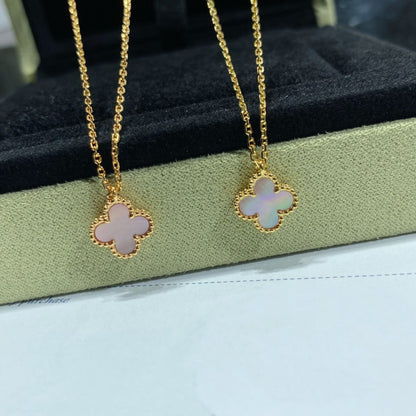 [Amore Jewels]CLOVER 15MM PINK MOTHER-OF-PEARL SINGLE FLOWER NECKLACE