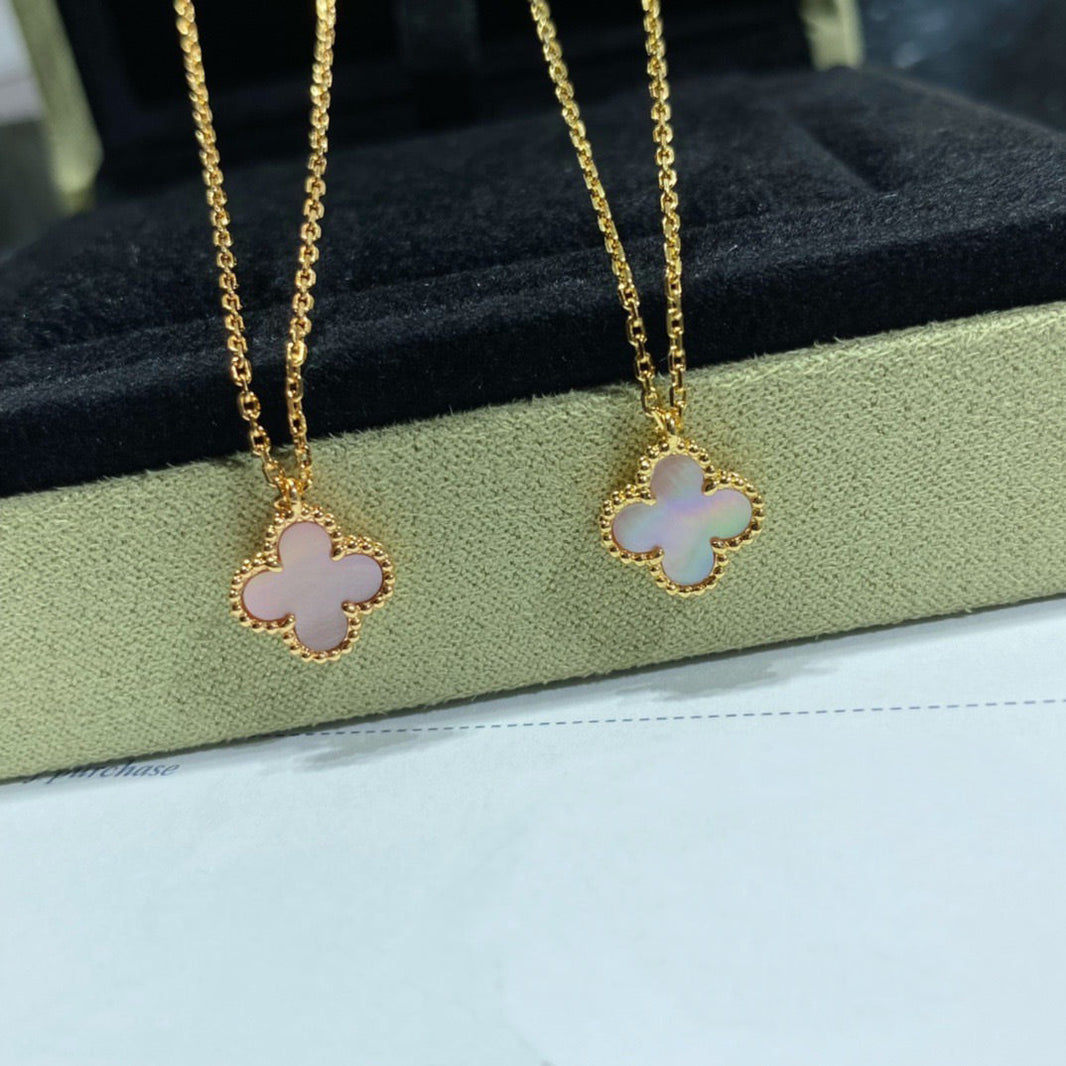 [Amore Jewels]CLOVER 9.5MM PINK MOTHER OF PEARL SINGLE FLOWER NECKLACE