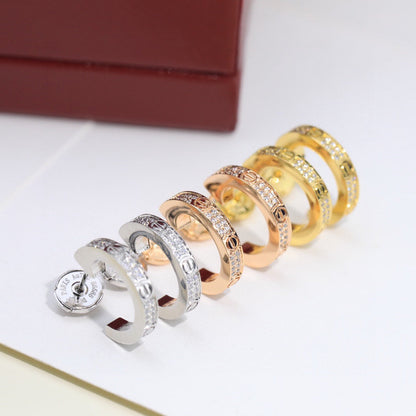 [Amore Jewels]LOVE 5.5MM DIAMOND PAVED EARRINGS