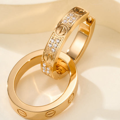 [Amore Jewels]LOVE 3.3MM DANGLE HALF DIAMOND EARRINGS