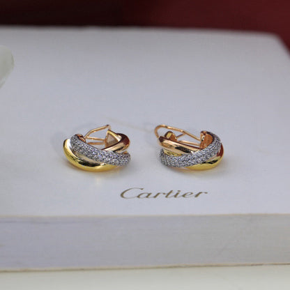 [Amore Jewels]TRINITY HALF DIAMOND  CLASSIC EARRINGS