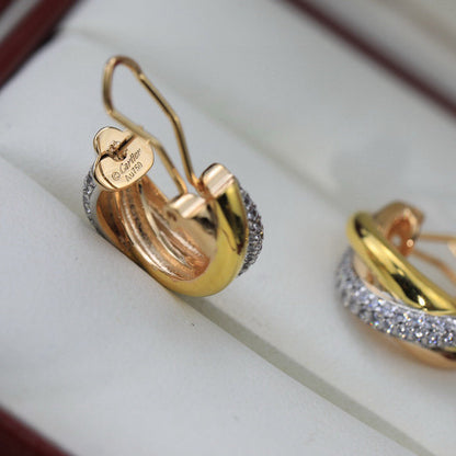 [Amore Jewels]TRINITY HALF DIAMOND  CLASSIC EARRINGS