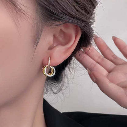 [Amore Jewels]TRINITY HALF DIAMOND  EARRINGS