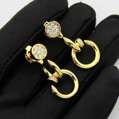 [Amore Jewels]JUSTE HALF DIAMOND DOUBLE EARRINGS