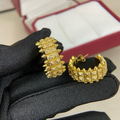 [Amore Jewels]CLASH 9.2MM FULL DIAMOND DOUBLE ROW EARRINGS