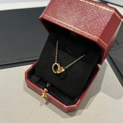 [Amore Jewels]LOVE DOUBLE RING HALF DIAMOND NECKLACE