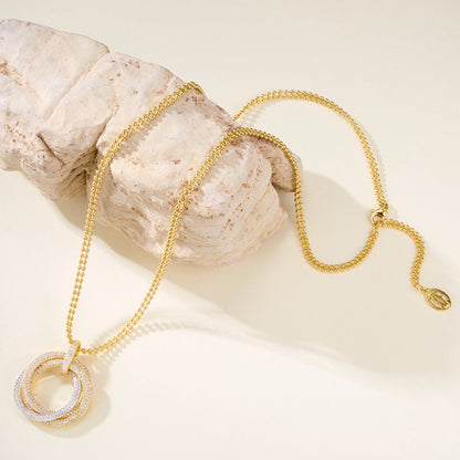 [Amore Jewels]TRINITY LARGE FULL DIAMOND  NECKLACE