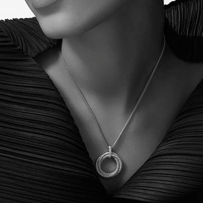 [Amore Jewels]TRINITY LARGE FULL DIAMOND  NECKLACE