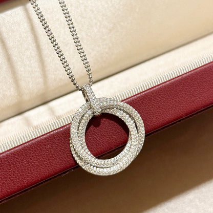 [Amore Jewels]TRINITY LARGE FULL DIAMOND  NECKLACE