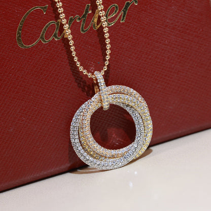 [Amore Jewels]TRINITY LARGE FULL DIAMOND  NECKLACE