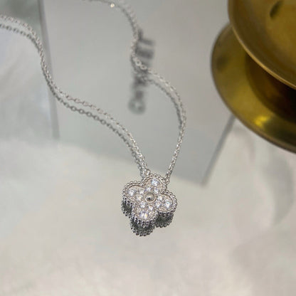 [Amore Jewels]CLOVER 15MM DIAMOND SINGLE FLOWER NECKLACE