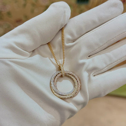 [Amore Jewels]TRINITY LARGE FULL DIAMOND  NECKLACE