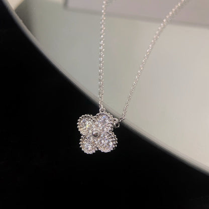 [Amore Jewels]CLOVER 15MM DIAMOND SINGLE FLOWER NECKLACE