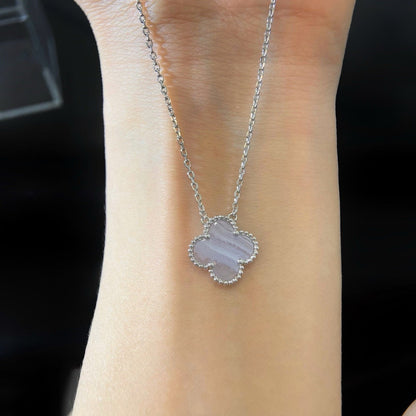 [Amore Jewels]CLOVER 15MM BLUE CHALCEDONY NECKLACE SILVER