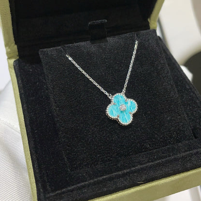[Amore Jewels]CLOVER 15MM DIAMOND SVRES PORCELAIN  NECKLACE SILVER