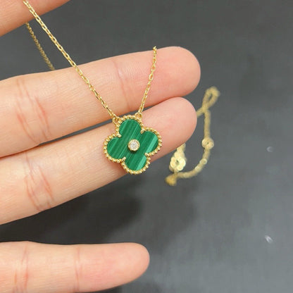 [Amore Jewels]CLOVER 15MM DIAMOND TURQUOISE NECKLACE