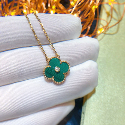 [Amore Jewels]CLOVER 15MM DIAMOND TURQUOISE NECKLACE