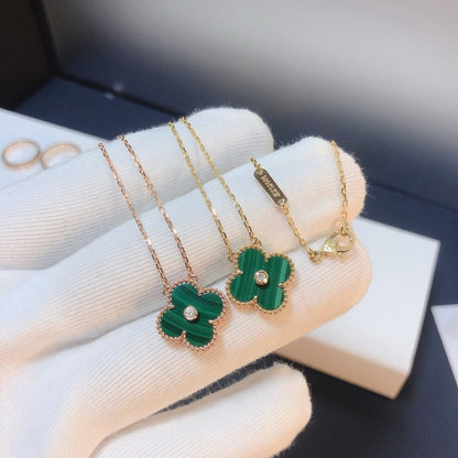 [Amore Jewels]CLOVER 15MM DIAMOND TURQUOISE NECKLACE