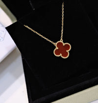 [Amore Jewels]CLOVER 15MM CARNELIAN SINGLE FLOWER NECKLACE