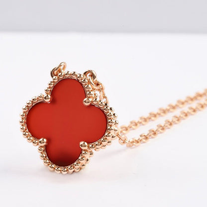 [Amore Jewels]CLOVER 15MM CARNELIAN SINGLE FLOWER NECKLACE