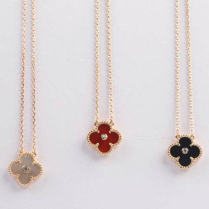 [Amore Jewels]CLOVER 15MM DIAMOND CARNELIAN NECKLACE