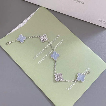 [Amore Jewels] CLOVER 5 MOTIF PURPLE CHALCEDONY BRACELET COLLECTION