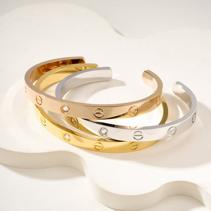 [Amore Jewels]LOVE BRACELET 6.1MM 1 DIAMOND OPEN CUFF