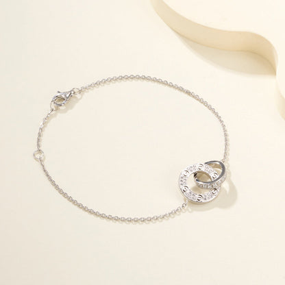 [Amore Jewels]LOVE DOUBLE RING FULL DIAMOND BRACELET