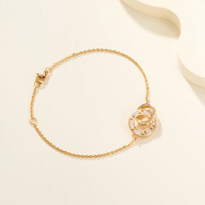[Amore Jewels]LOVE DOUBLE RING FULL DIAMOND BRACELET