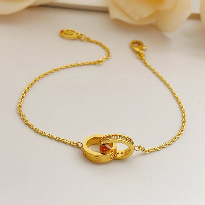 [Amore Jewels]LOVE DOUBLE RING HALF DIAMOND BRACELET