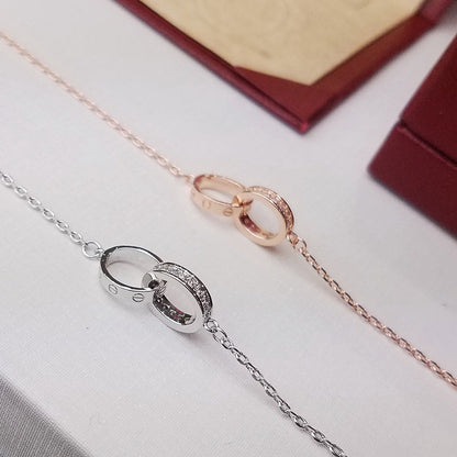 [Amore Jewels]LOVE DOUBLE RING HALF DIAMOND BRACELET