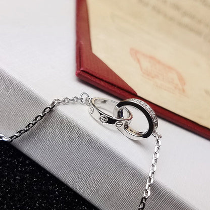 [Amore Jewels]LOVE DOUBLE RING HALF DIAMOND BRACELET