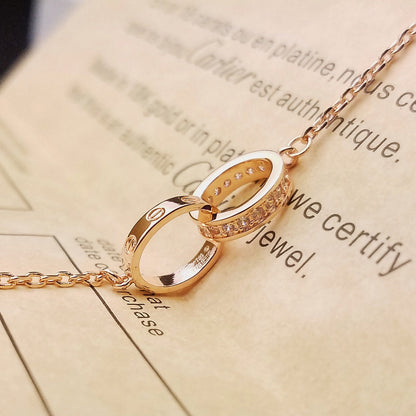 [Amore Jewels]LOVE DOUBLE RING HALF DIAMOND BRACELET