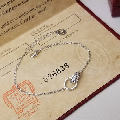 [Amore Jewels]LOVE DOUBLE RING HALF DIAMOND BRACELET