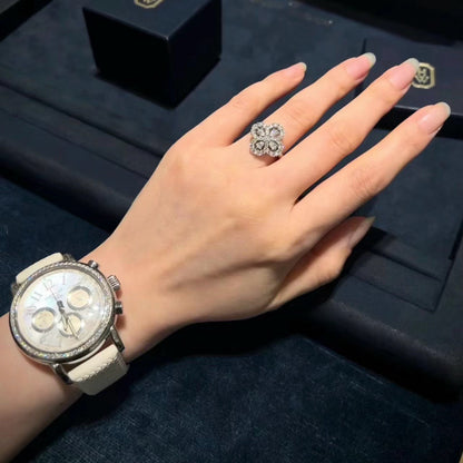 [Amore Jewels]LOOP RING FULL MOTIF DIAMOND 16MM SILVE