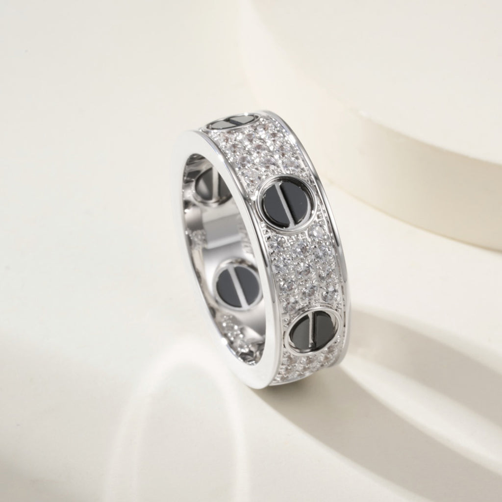 [Amore Jewels]LOVE RING 5.5MM DIAMONDS PAVED CERAMIC