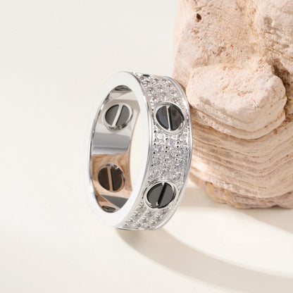[Amore Jewels]LOVE RING 5.5MM DIAMONDS PAVED CERAMIC