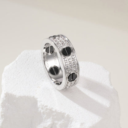 [Amore Jewels]LOVE RING 5.5MM DIAMONDS PAVED CERAMIC