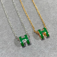 [Amore Jewels]POP H GREEN NECKLACE SILVER AND GOLD