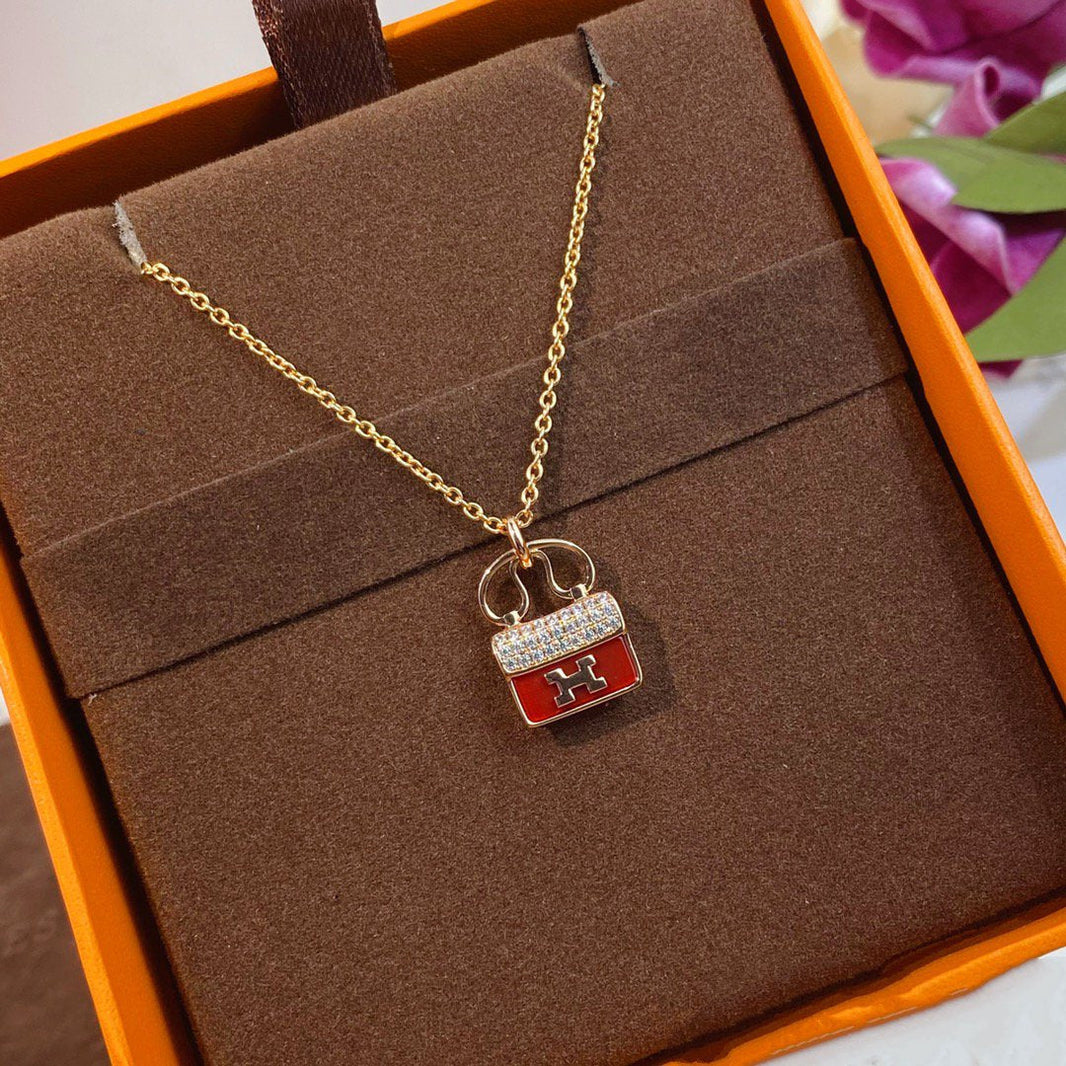 [Amore Jewels]CONSTANCE RED PEDANT PINK GOLD NECKLACE