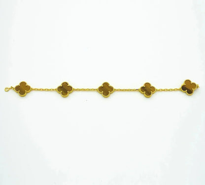 [Amore Jewels] CLOVER 5 MOTIFS TIGER EYE BRACELET COLLECTION