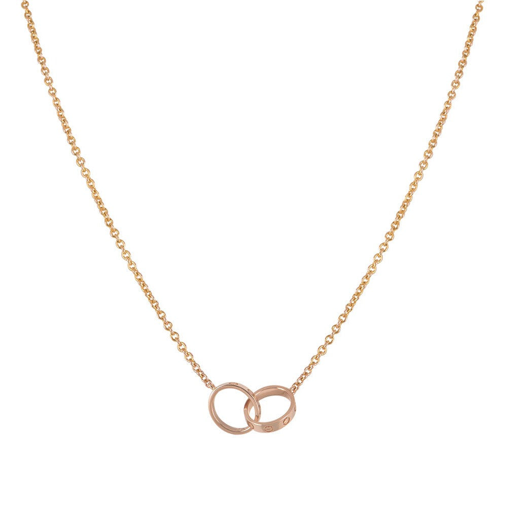 [Amore Jewels]LOVE NECKLACE DOUBLE RING PINK GOLD