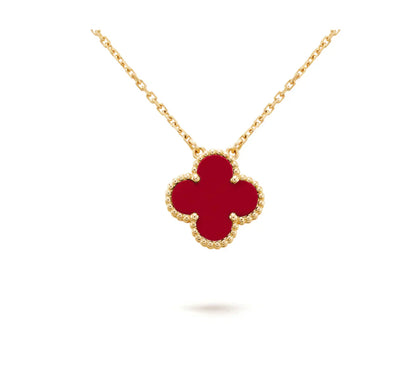 [Amore Jewels]CLOVER 15MM CARNELIAN SINGLE FLOWER NECKLACE