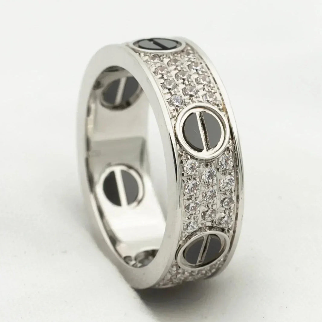 [Amore Jewels]LOVE RING 5.5MM DIAMONDS PAVED CERAMIC