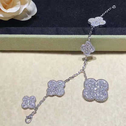 [Amore Jewels]CLOVER 6 MOTIFS SILVER DIAMOND BRACELET
