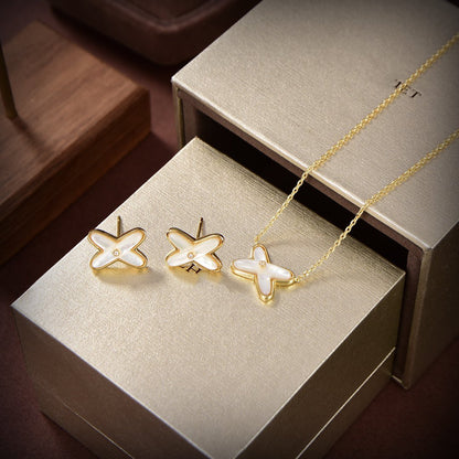 [Amore Jewels]JEUX DE WHITE MOP GOLD DIAMOND EARRINGS