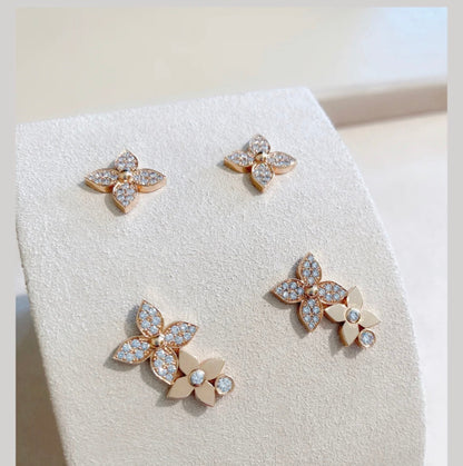 [Amore Jewels]STAR BLOSSOM STUD EARRINGS PINK GOLD DIAMONDS